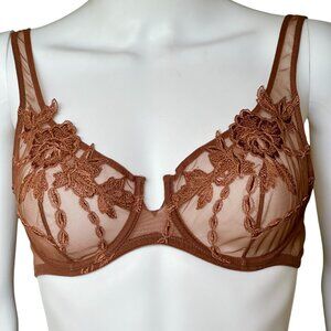 NW La Perla Dark Brown Floral Lace Lace  Bra